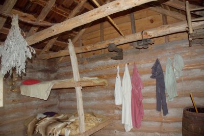 Inside one of the two slave quarters cabins