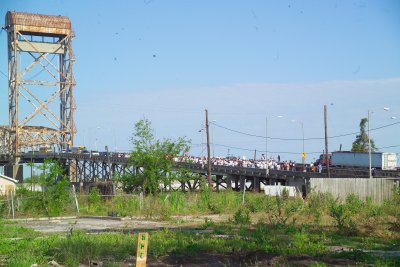 Marching over the Inner Habor Navigation Canal on Claiborne Ave into the Lower 9th Ward