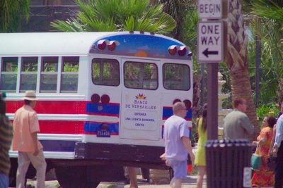 Bus Being Used as Background Prop, note Panama License Plate