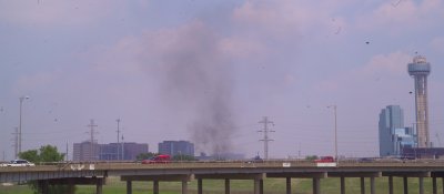 About 5/8th of a mile from the fire across the Trinity River