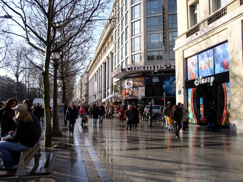 There were a lot of people walking the Champs Elysees.