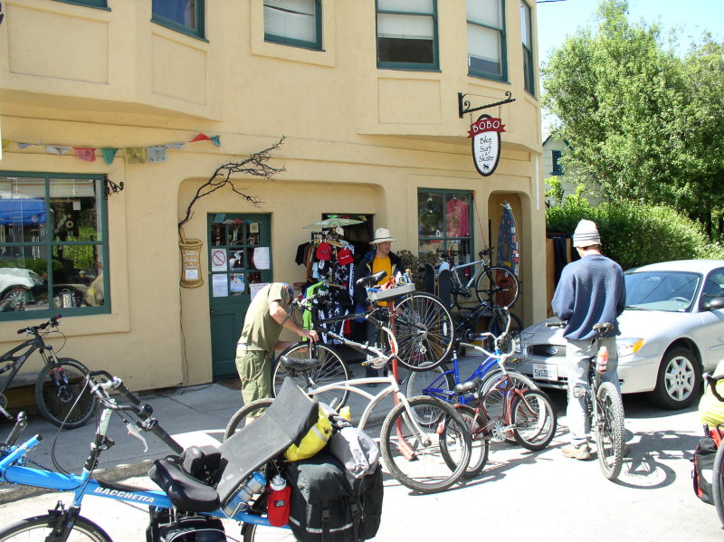 Its a small bike shop so they work out in the street.