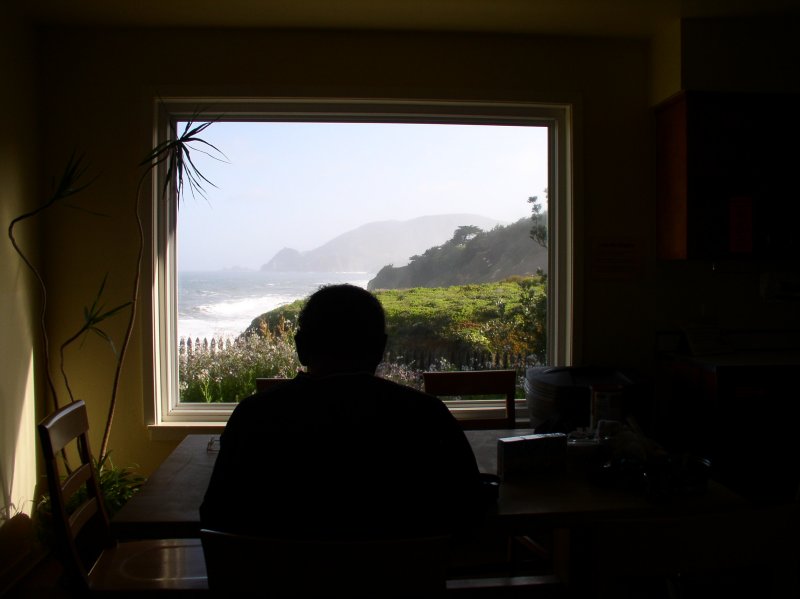 Day 11.  Jay having breakfast  with a view.