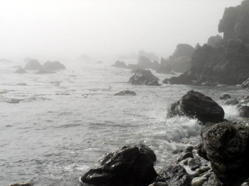 In the hazy of the fog.