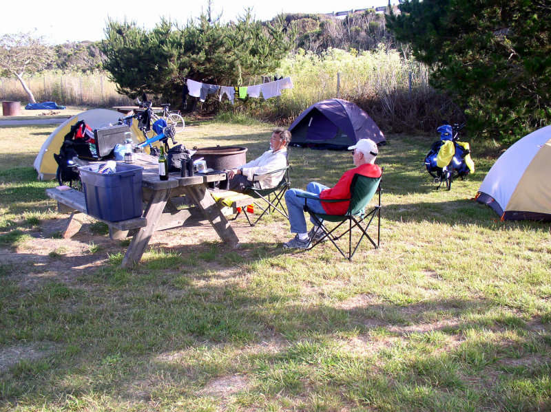 Camp at San Simeon State Park. We met several bike tourist.