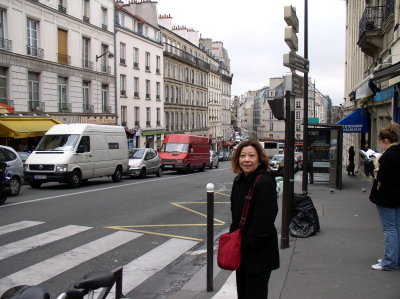 Walking along Rue Monge.