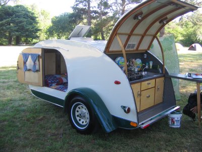 Nicely restored Teardrop trailer.