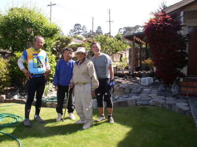 Neighbor gives us keys to our home in Monterey for the evening.