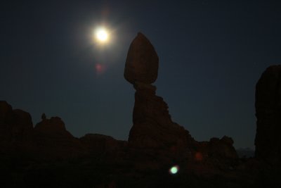 The moon behind the Balance Rock