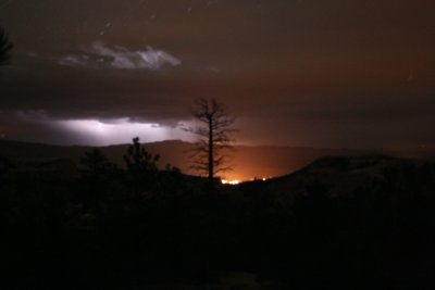 Trying to capture lightning at night