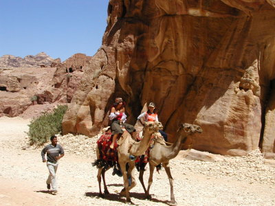 Loosing your top on a camel in Petra