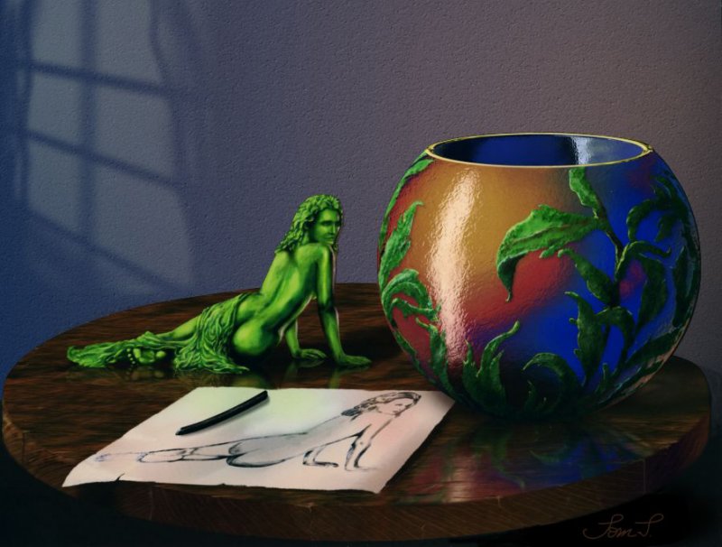 Figurine and Vase