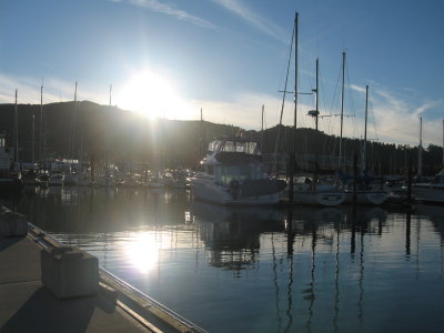 harbor at sunset