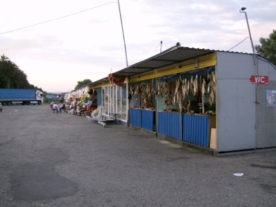 Market area at  truck stop on E40 south of Kharkiv