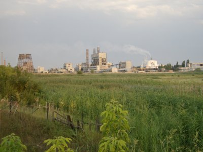 Industrial scene in the Ukrainian countryside
