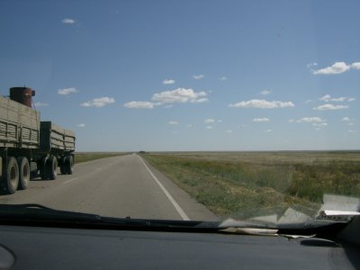 Excitement, a lorry passes