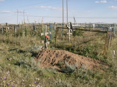A Christian graveyard on the steppe