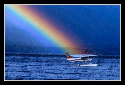 Arc en ciel sur le lac taupo