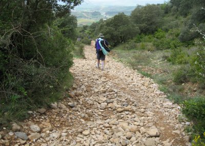 The tricky, stoney descent from Alto del Perdon
