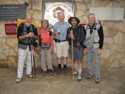 Jacinto, Lillian, Gerhard, Jose Luis and Peter enjoying the wine of  Fuente de Irache