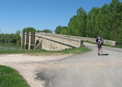 The medieval bridge over the Pisuerga River