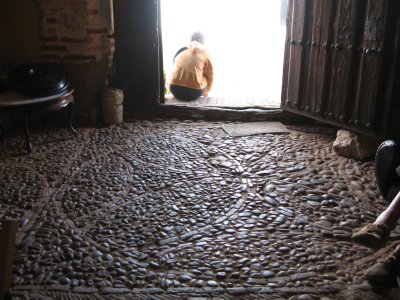 Stone groundwork of the albergue in Bercianos