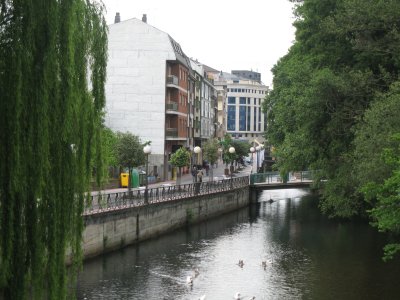 Riverside street view in Sarria