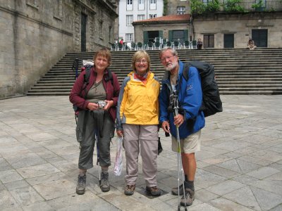 Posing with fellow pilgrims from Belgium