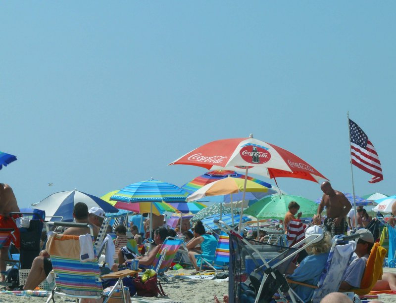colourful beach scene