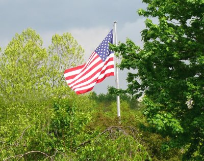 flag against a stormy sky