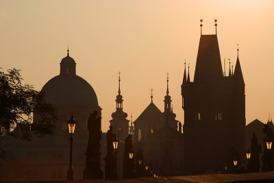 Sunrise over Old Town from Charles Bridge