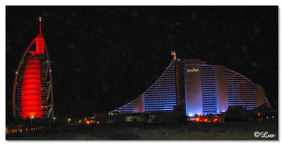 Burj Al Arab & Jumeirah Beach Hotel - Night