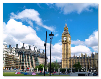 Protesters infront of the Houses of Parliament