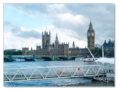 View from The London Eye. It was drizzling outside.