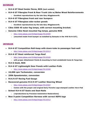 914-6 GT Conversion - Project Specifications - Page 2