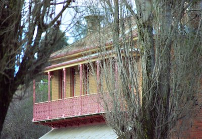 Balcony, with poplars, Hill End, NSW