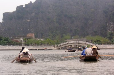 Tourists in rowboats