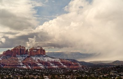 Snowing and blowing on Sedona