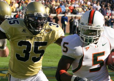 Tech LB KaMichael Hall shows his determination