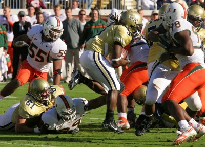 Tech TB Rashaun Grant carries the ball