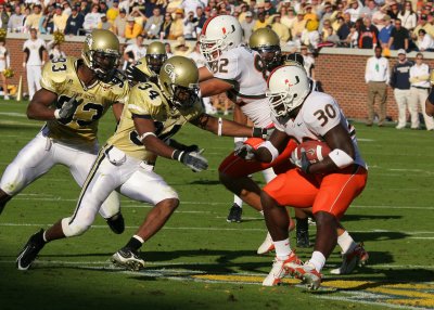 Tech S Avery Roberson stops Miami TB Tyrone Moss