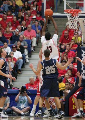 Freshman forward Jordan Hill goes up for the basket