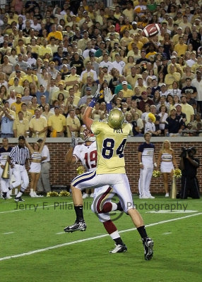 Tech TE Colin Peek defended by S Paul Anderson