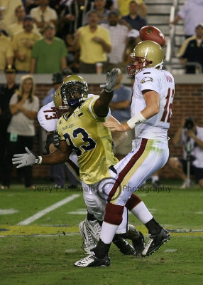 Tech DE Michael Johnson pressures BC QB Ryan...