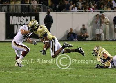 Eagles FS Silva breaks up a pass to GT WR Smith