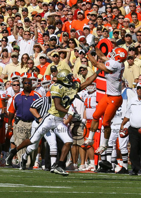 Tiger WR Tyler Grisham goes up over Jacket CB Avery Roberson…