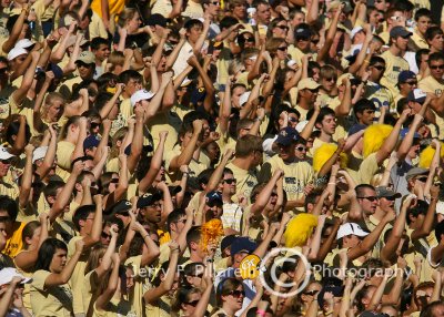 The Georgia Tech Yellow Jacket student section cheers the team on