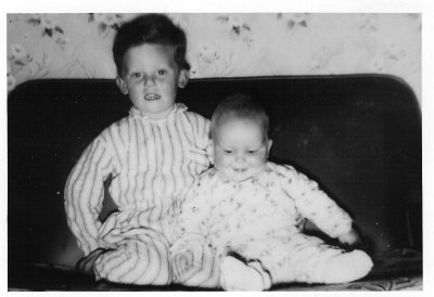 Very young me with big bro Jim, Dumbarton, Scotland.