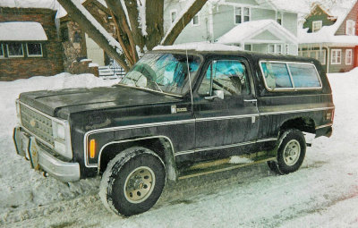 Big Black Bessie my 1980 full size Chevy Blazer rustbucket I had for a couple of winters ... but lots of fun :-)
