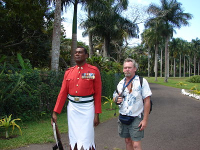 Myself posing with the guard at the gate to the presidential palace.